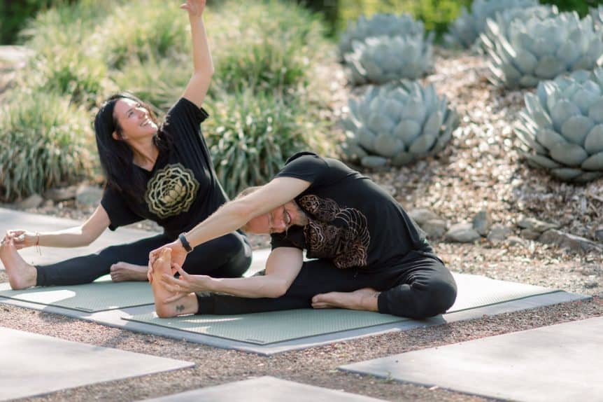 Headshot Yoga smiling stretching both Inner Vision Yoga